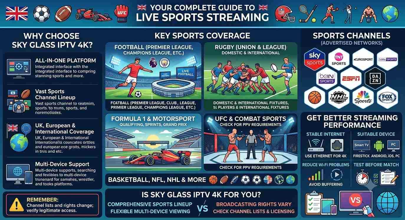 Sky Glass IPTV 4K Sports Guide: Football, Rugby, F1, UFC and More