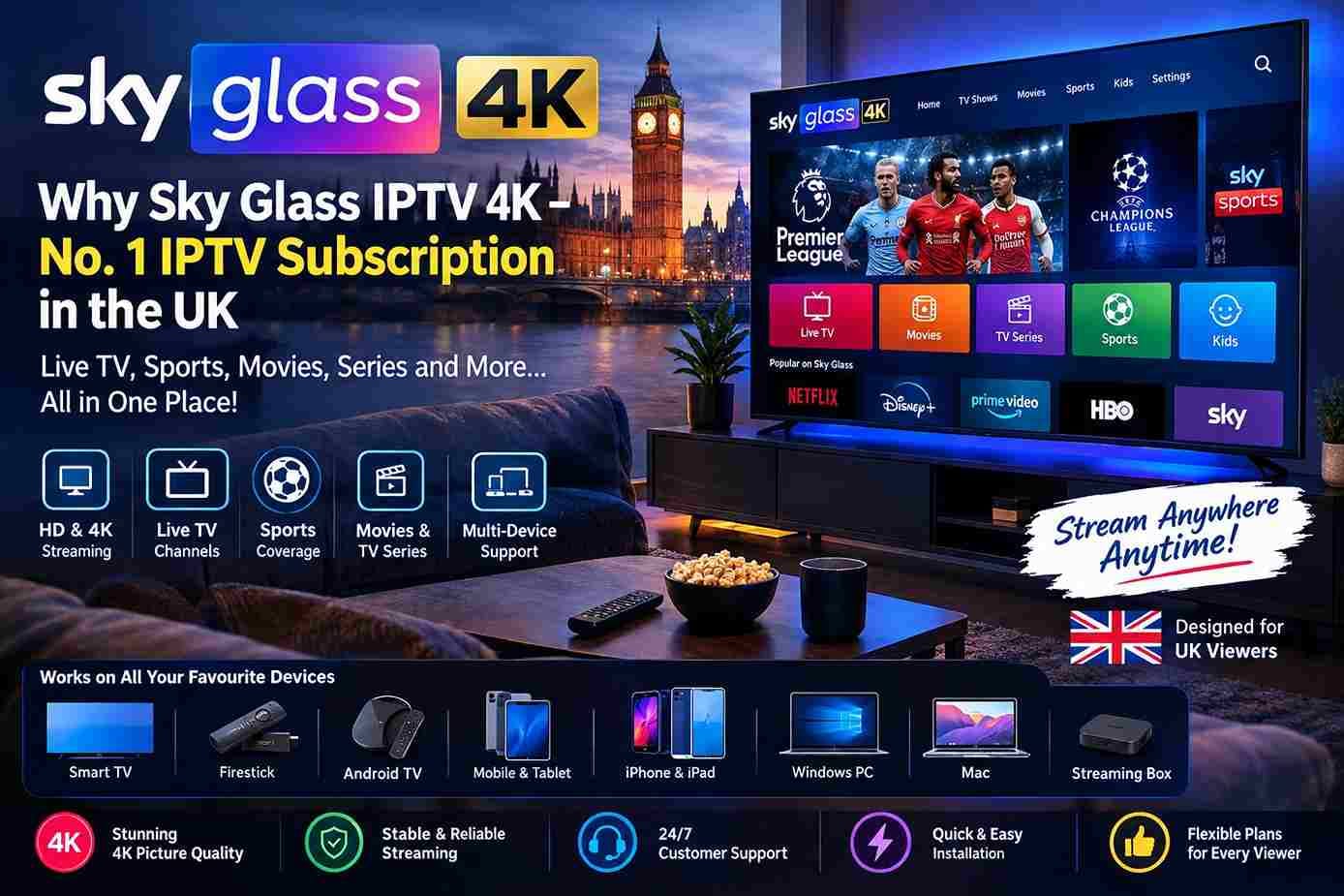 Why Sky Glass IPTV 4K – No. 1 IPTV Subscription in the UK