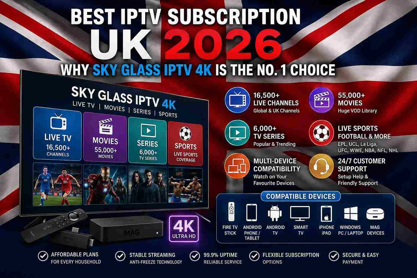 Best IPTV Subscription UK 2026: Why Sky Glass IPTV 4K Is the No. 1 Choice